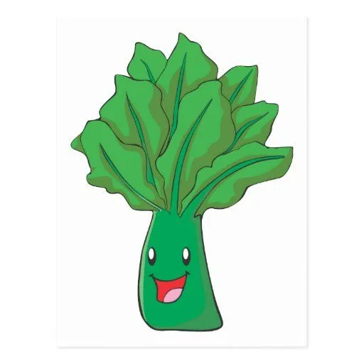 Dibujo animado feliz de la verdura de la espinaca postales | Zazzle