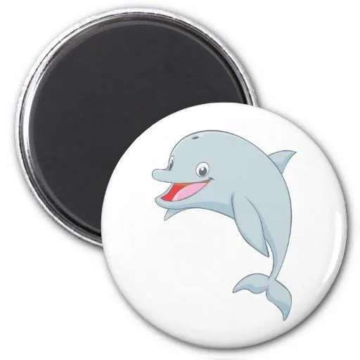 Dibujo animado juguetón lindo del delfín imán redondo 5 cm | Zazzle