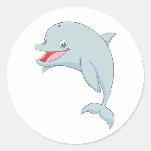 Dibujo animado juguetón lindo del delfín pegatina redonda | Zazzle