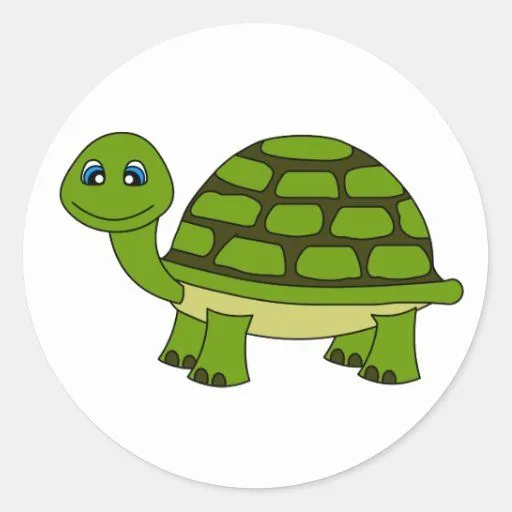 Dibujo animado lindo de la tortuga pegatinas redondas de Zazzle.com