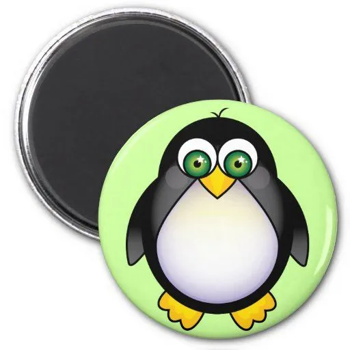 Dibujo animado de ojos verdes del pingüino imán para frigorifico ...