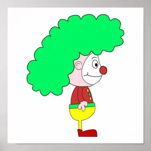 Dibujo animado del payaso. Amarillo, rojo y verde Poster de Zazzle. Dibujo animado del payaso. Amarillo, rojo y verde Poster de Zazzle.