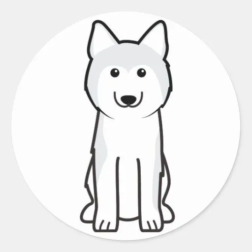 Dibujo animado del perro del husky siberiano pegatina redonda | Zazzle