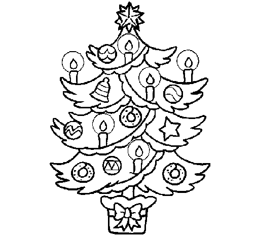 Dibujo de Árbol de navidad con velas para Colorear - Dibujos.net