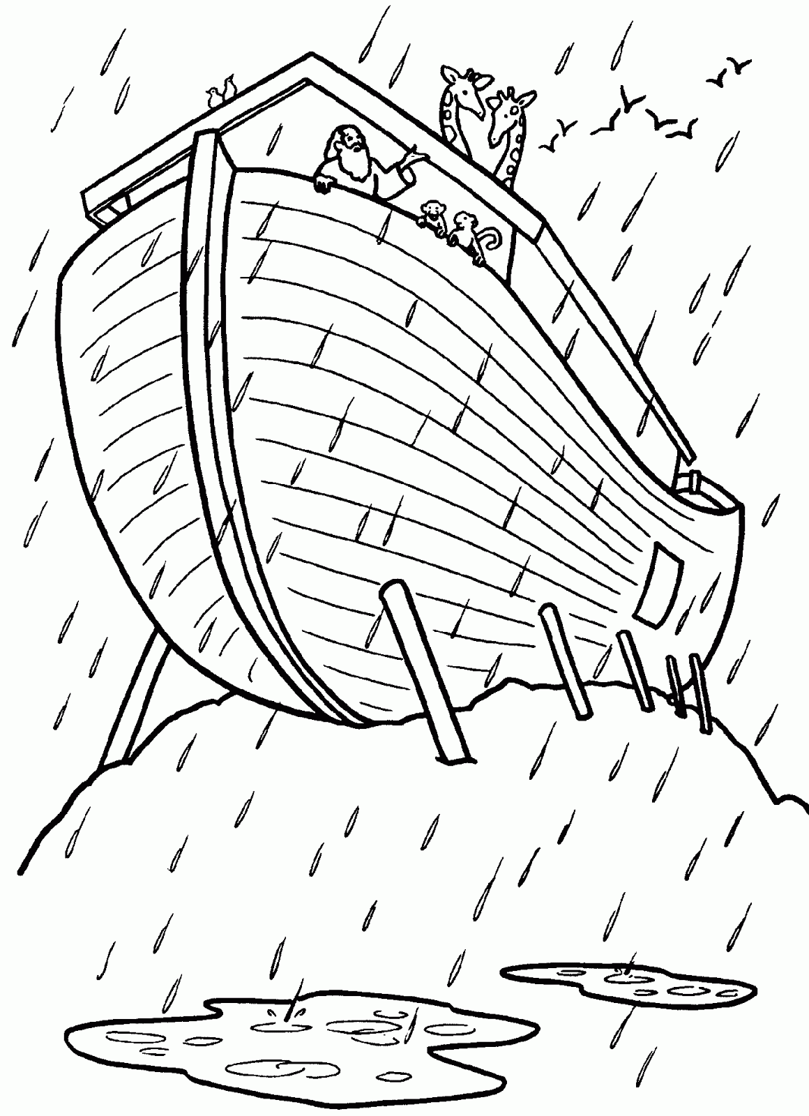 Dibujo del Arca de Noé bajo la lluvia para colorear | Dibujos para ... Dibujo del Arca de Noé bajo la lluvia para colorear | Dibujos para ...