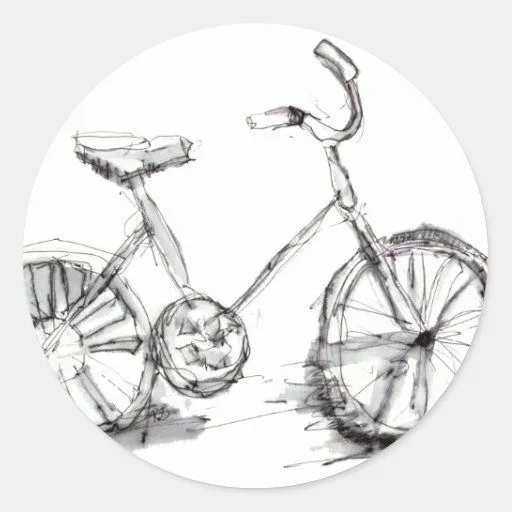 Dibujo artístico lindo de la bici etiquetas redondas de Zazzle. Dibujo artístico lindo de la bici etiquetas redondas de Zazzle.