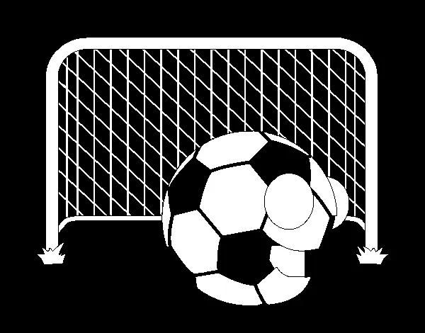 Dibujo de Balón en la portería para Colorear - Dibujos.net Dibujo de Balón en la portería para Colorear - Dibujos.net