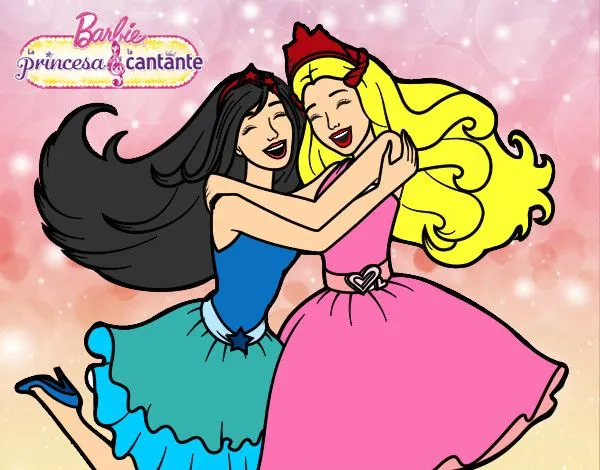 Dibujo de barbie y su amiga merlia abrazandose pintado por Karqi ...