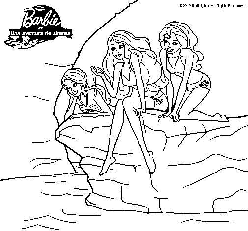 Dibujo de Barbie y sus amigas sentadas para Colorear - Dibujos.net