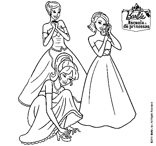 Dibujo de Barbie y sus amigas vestidas de gala para Colorear ...
