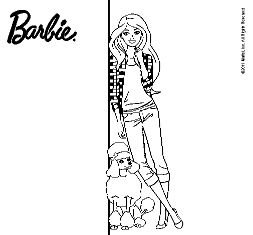 Dibujo de Barbie con cazadora de cuadros para Colorear - Dibujos.net
