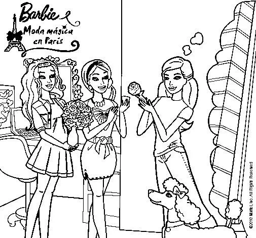 Dibujo de Barbie de compras con sus amigas para Colorear - Dibujos.net