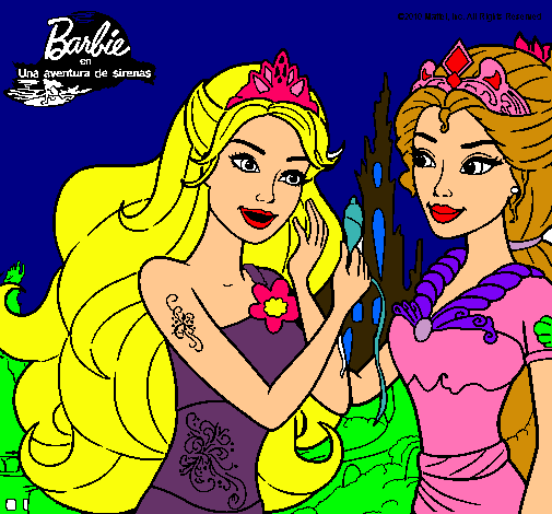 Dibujo de Barbie se despiede de la reina sirena pintado por Ester ... Dibujo de Barbie se despiede de la reina sirena pintado por Ester ...