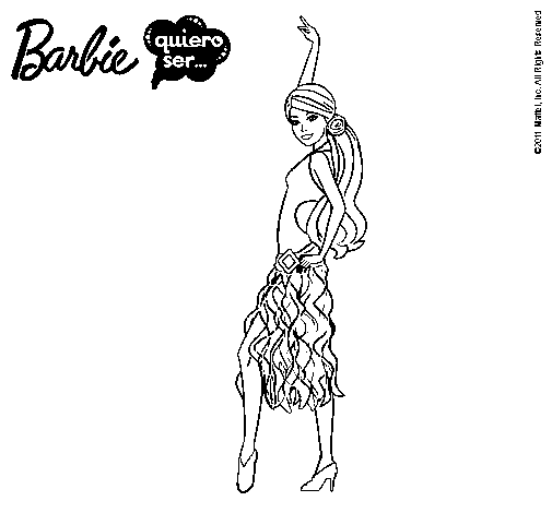 Dibujo de Barbie flamenca para Colorear - Dibujos.net