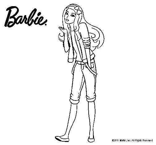 Dibujo de Barbie con look casual para Colorear - Dibujos.net