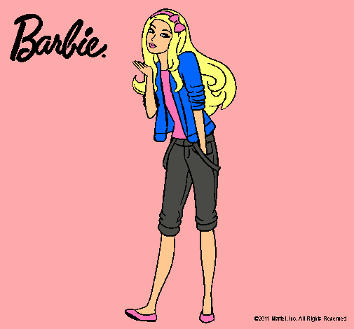 Dibujo de Barbie con look casual pintado por Color en Dibujos.net ...