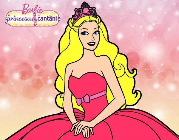 Dibujo de barbie la princesa y la estrella del pop pintado por ...