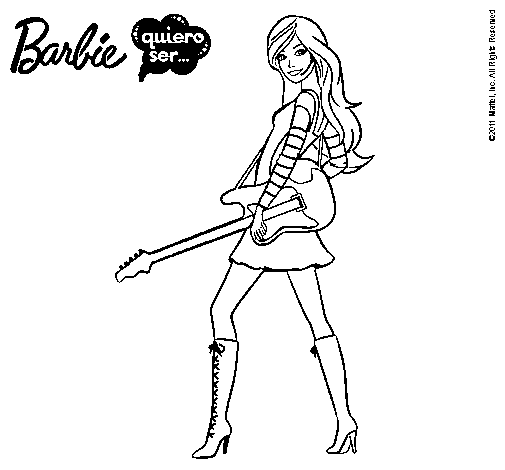 Dibujo de Barbie la rockera para Colorear - Dibujos.net