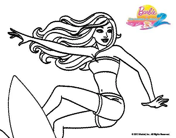 Dibujo de Barbie surfeando para Colorear - Dibujos.net