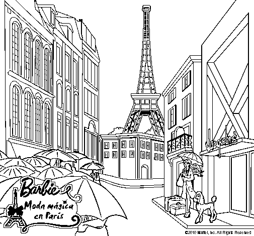 Dibujo de Barbie en la Torre Eiffel para Colorear - Dibujos.net