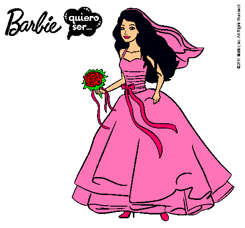 Dibujo de Barbie vestida de novia pintado por Color en Dibujos.net ...