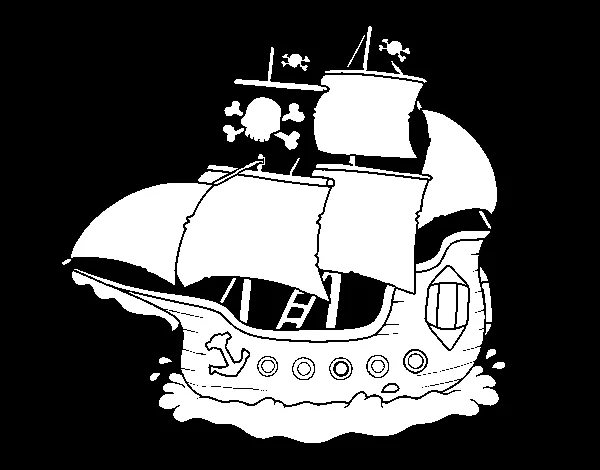 Dibujo de Barco pirata para Colorear - Dibujos.net