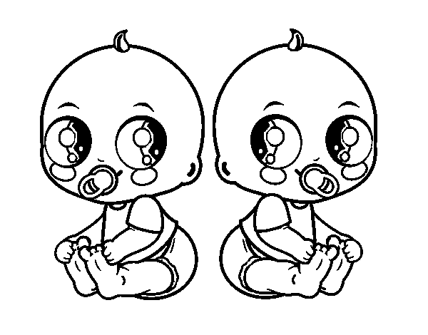 Dibujo de Bebés gemelos para Colorear - Dibujos.net