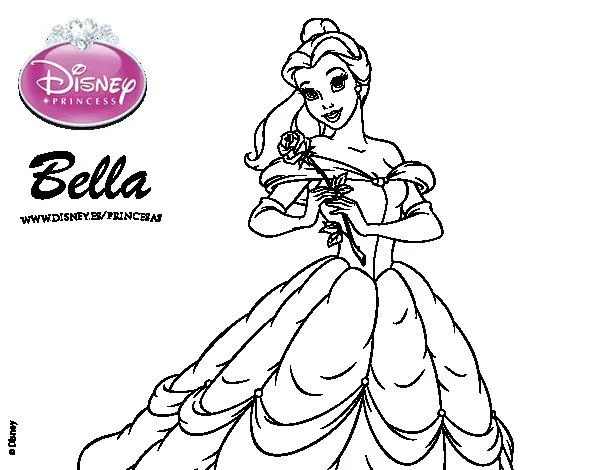Dibujo de La Bella y la Bestia - Princesa Bella para Colorear ...