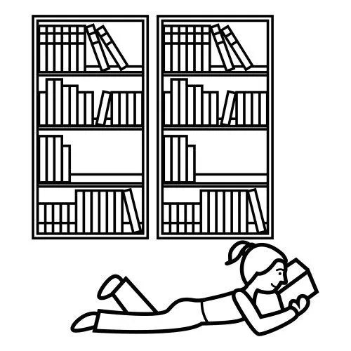 Un dibujo de una biblioteca - Imagui