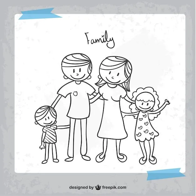 Dibujo en blanco y negro de familia | Descargar Vectores gratis
