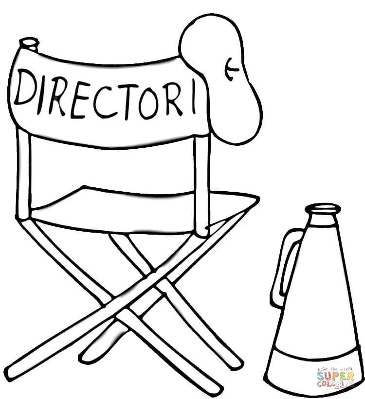 Dibujo de Boina, silla plegable y megáfono de Director de Cine ...