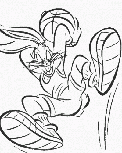 Dibujo de Bugs Bunny jugando a basket. Dibujo para colorear de ...
