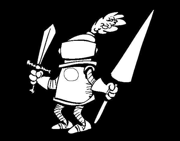 Dibujo de Caballero con espada y lanza para Colorear - Dibujos.net