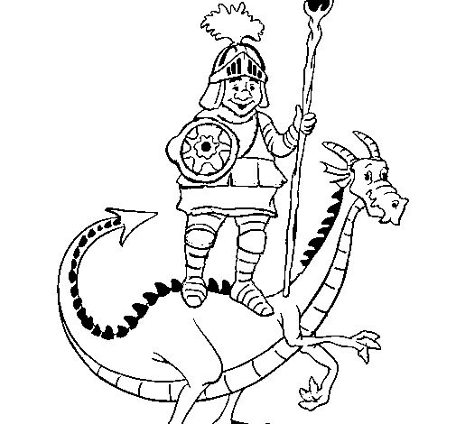 Dibujo de Caballero San Jorge y el dragon para Colorear - Dibujos.net