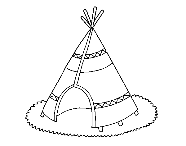 Dibujo de Cabaña de indios para Colorear - Dibujos.net