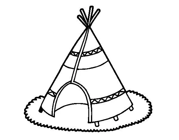 Dibujo de Cabaña de indios para Colorear - Dibujos.net