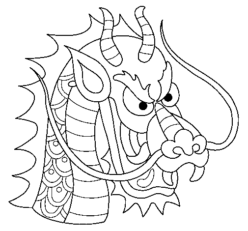 Dibujo de Cabeza de dragón 1 para Colorear - Dibujos.net