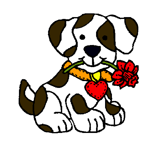 Dibujo de Cachorro con una flor en la boca pintado por Camina en ...