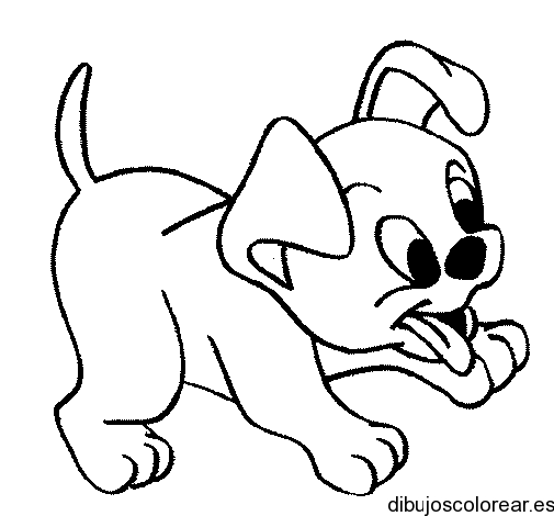 Dibujo de un cachorro perro con lengua fuera | Dibujos para Colorear