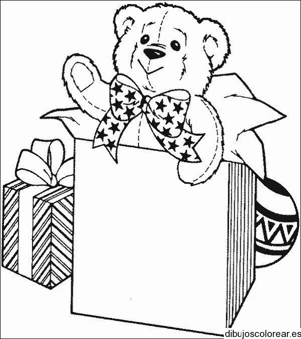 Dibujo de una caja de regalo con un oso | Dibujos para Colorear Dibujo de una caja de regalo con un oso | Dibujos para Colorear