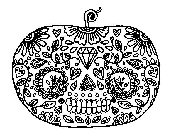 Dibujo de Calabaza del día de los muertos para Colorear - Dibujos.net