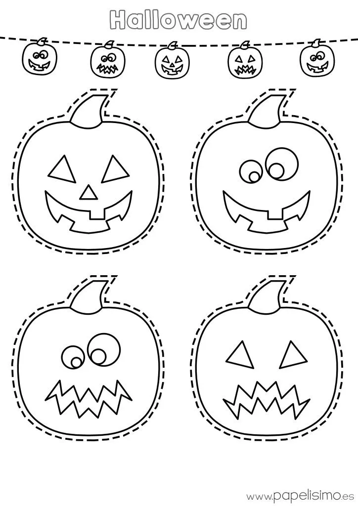 Dibujo-calabazas-colorear-y-recortar-Halloween-724×1024 | El Desván del  Mayor
