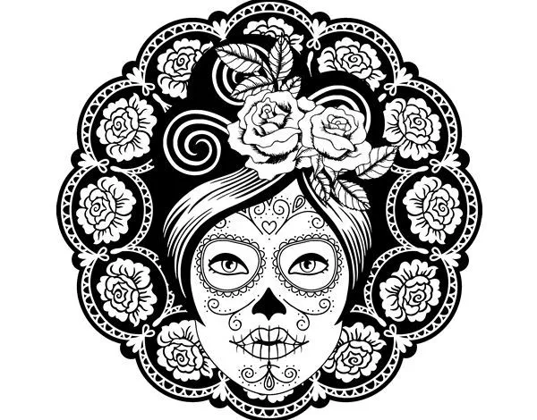Dibujo de Calavera mejicana femenina para colorear | Calaberas ...