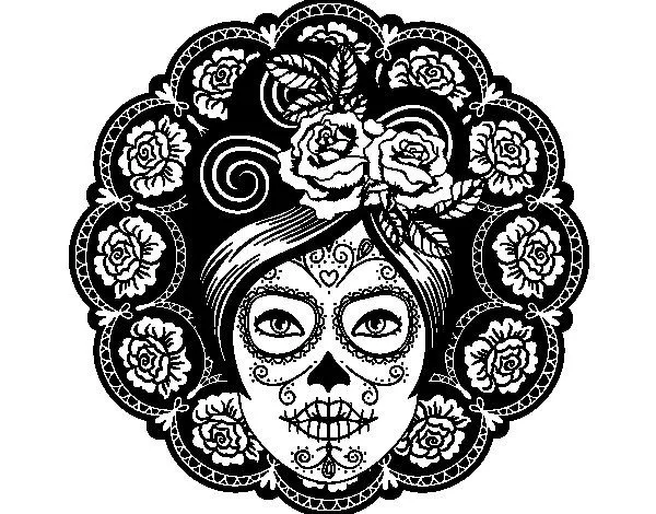 Dibujo de Calavera mejicana femenina para Colorear - Dibujos.net