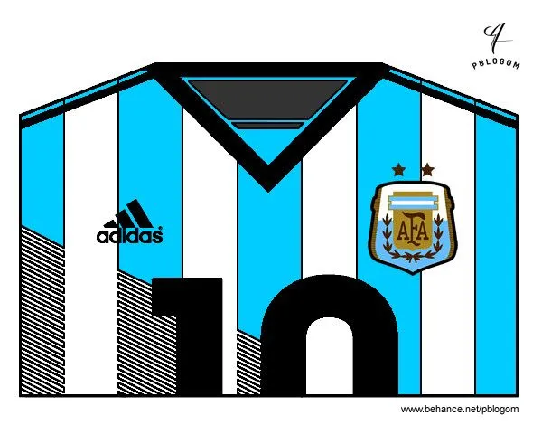 Dibujo de Camiseta del mundial de fútbol 2014 de Argentina pintado ...