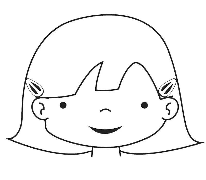 Dibujo de la cara de una niña para colorear con los niños