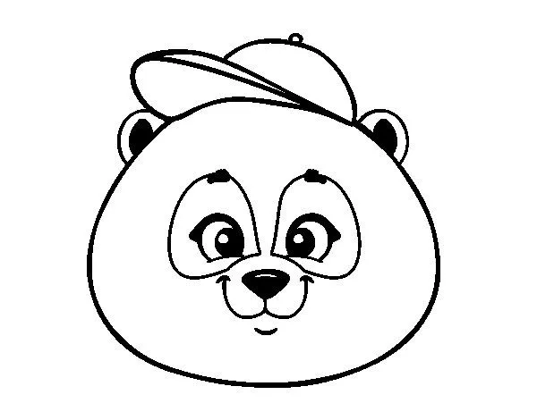 Dibujo de Cara de oso panda con gorro para Colorear - Dibujos.net