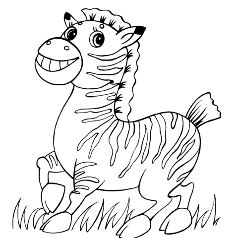 Dibujo de Caricatura de una Cebra Bebé para colorear | Dibujos ...
