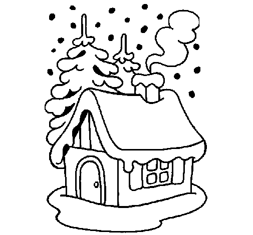 Dibujo de Casa en la nieve para Colorear - Dibujos.net