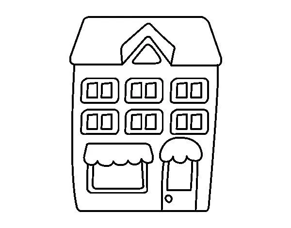 Dibujo de Casa con pisos para Colorear - Dibujos.net